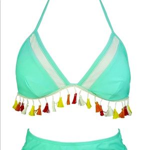 Never worn mint green highly waisted swimsuit
